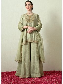 OHH CROW - Mint Green Embroidered Kurta and Sharara with Dupatta
