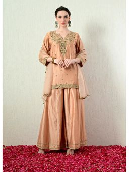 OHH CROW - Rose Gold Embroidered Kurta and Sharara with Dupatta