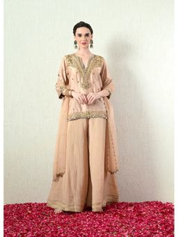 OHH CROW - Rose Gold Embroidered Kurta and Sharara with Dupatta