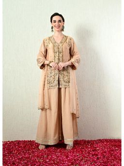 OHH CROW - Rose Gold Embroidered Kurta and Sharara with Dupatta