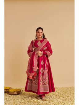 Sheetal Batra - Zainah - Dabka Zardozi Silk Rani Hotpink Anarkali and Jacket with Dupatta