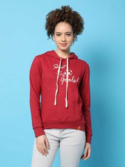 Campus Sutra - Womens Red Printed Sweatshirt