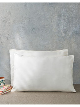 Fabindia - White Woven Cotton Pillow Covers (Pack of 2)