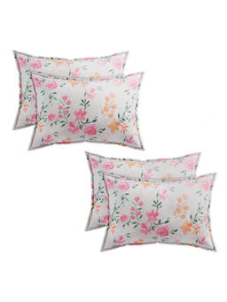 Kuber Industries - Grey Leaf Print Soft Cotton Pillows Covers (Pack of 4)
