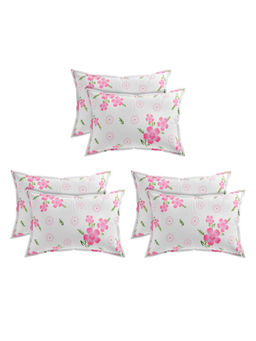 Kuber Industries - White Circle Flower Soft Cotton Pillows Covers (Pack of 6)