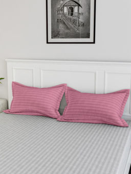 Kuber Industries - Pink Cotton Striped Pattern Pillow Covers (Pack of 2)