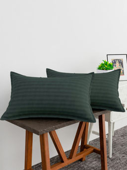 Kuber Industries - Green Cotton Striped Pattern Pillow Covers (Pack of 2)