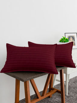 Kuber Industries - Maroon Cotton Striped Pattern Pillow Covers (Pack of 2)