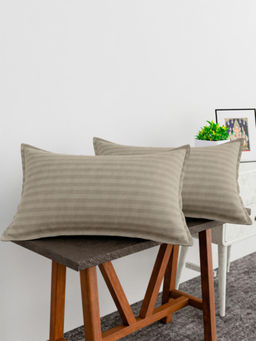 Kuber Industries - Beige Cotton Striped Pattern Pillow Covers (Pack of 2)
