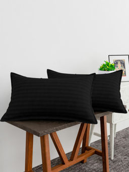 Kuber Industries - Black Cotton Striped Pattern Pillow Covers (Pack of 2)