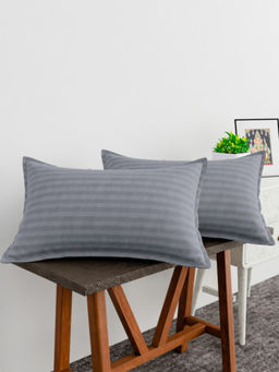 Kuber Industries - Grey Cotton Striped Pattern Pillow Covers (Pack of 2)