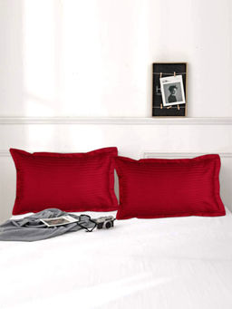 Kuber Industries - Red Strips Print Breathable & Soft Cotton Pillow Covers (Pack of 2)