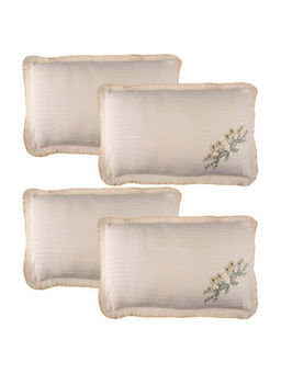 Kuber Industries - Beige Lining Embroidery Cotton Pillow Covers (Pack of 4)