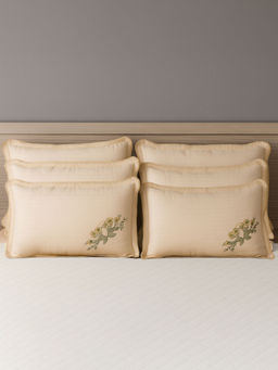 Kuber Industries - Beige Lining Embroidery Cotton Pillow Covers (Pack of 6)