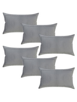 Kuber Industries - Grey Plain Border Cotton Pillow Covers (Pack of 6)