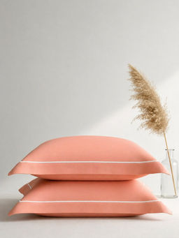 MULBERRY LIVING - Peach Serenity Solids Cotton 250TC Pillow Covers (Pack of 2)
