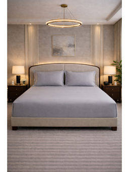 MULBERRY LIVING - Grey Giza Signature Egyptian Cotton 350TC Bedsheet with 2 Pillow Covers (King)