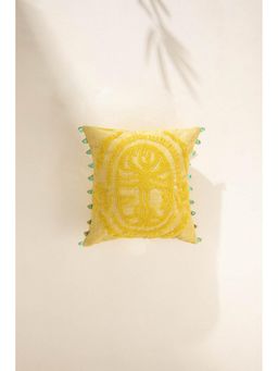 Freedom Tree - Embroidered Zest Lime Square Cushion Cover (16X16 Inches)