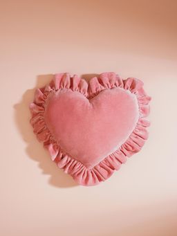 Pure Home + Living - Pink Heart Shaped Frilled Cushion Cover (12X13 Inches)