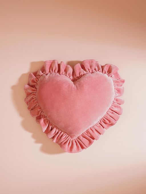 Pure Home + Living Pink Heart Shaped Frilled Cushion Cover (12X13 Inches)