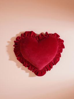 Pure Home + Living - Red Heart Shaped Frilled Cushion Cover (12X123 Inches)