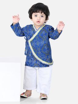 BownBee - Full Sleeve Cotton Kurta Pajama for Boys - Blue (Set of 2)