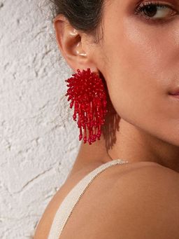 Pipa Bella by Nykaa Fashion - Red Textured Drop Earrings