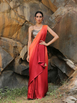 Swtantra - Dawn To Dusk Satin Ombre' Saree With Blouse Piece
