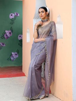 Swtantra - Lavish Lavender Organza With Hand Embroidery