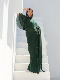 Swtantra - Lush Green Shimmer Saree