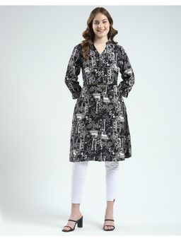 Monte Carlo - Womens Printed Round Neck Tunic with Belt (Set of 2)