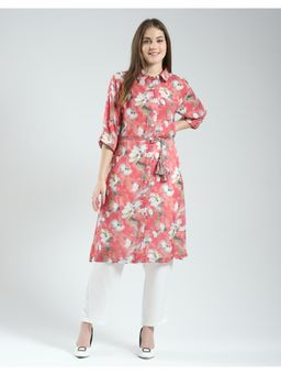 Monte Carlo - Womens Printed Collar Neck Tunic with Belt (Set of 2)