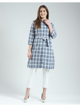 Monte Carlo - Womens Check Collar Neck Tunic with Belt (Set of 2)