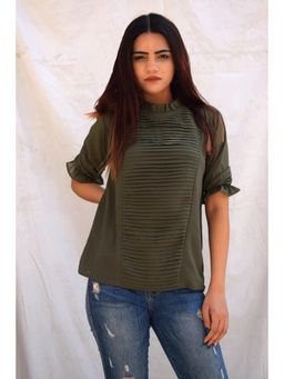 Femme Sequel - Olive Pleated Yoke Top