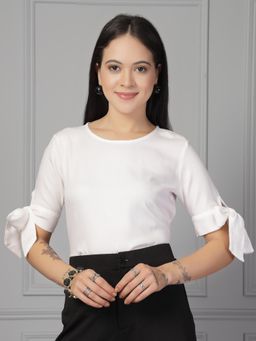 Style Quotient - Women White Regular Fit Formal Rayon Top