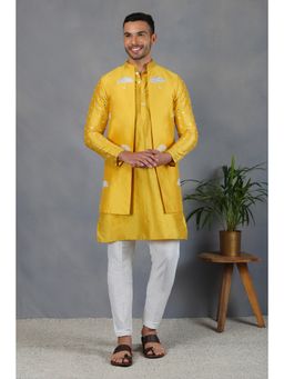 Eleven Brothers - Qurbot Silk & Foil Mirror Nehru Jacket Set (Set of 3)