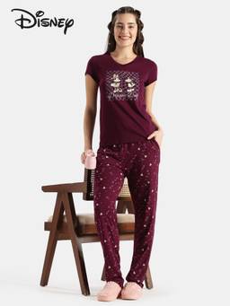 Jockey - D202 Women Disney Bambi Tencel Micro Modal Cotton T-Shirt and Pyjama Set-J Raisin