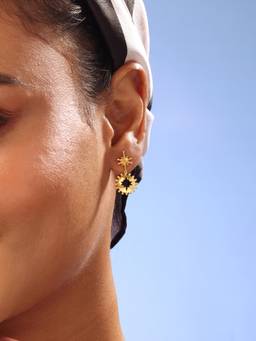 Mia by Tanishq - Radiant Sunburst Gold Drop Earrings
