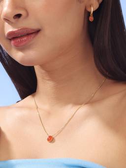 Mia by Tanishq - Delicate Radiant Carnelian Necklace