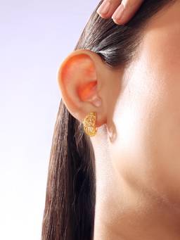 Mia by Tanishq - Radiant Filigree Gold Hoop Earrings
