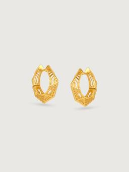 Mia by Tanishq - Angular Radiant Gold Hoop Earrings