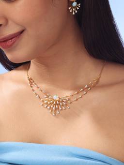 Mia by Tanishq - Opal Sunburst Diamond Necklace