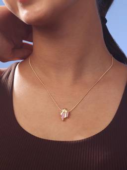 Mia by Tanishq - Luminous Enamel Gold Brooch Necklace