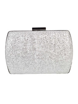 Mochi - Silver Mirror Work Faux Leather Clutch