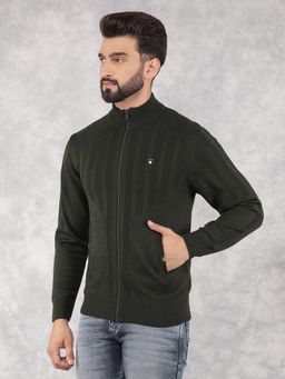 CRIMSOUNE CLUB - Men's Green Stripped Cardigan