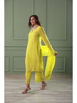 EESHA GUPTA - Yellow Booti Silk Kurta Set
