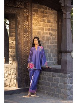 EESHA GUPTA - Purple Kali Kurta Set With Fida Dupatta