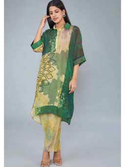 EESHA GUPTA - Navy Kali Kurta Set With Fida Dupatta