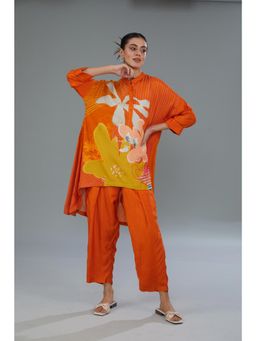 Kahani Lush - Orange Cotton Silk Digital Printed Co-Ord Set From Kahani Lush