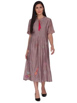 Kahani Lush - Midi Dress With Centre Pintucks With Chinese Collar